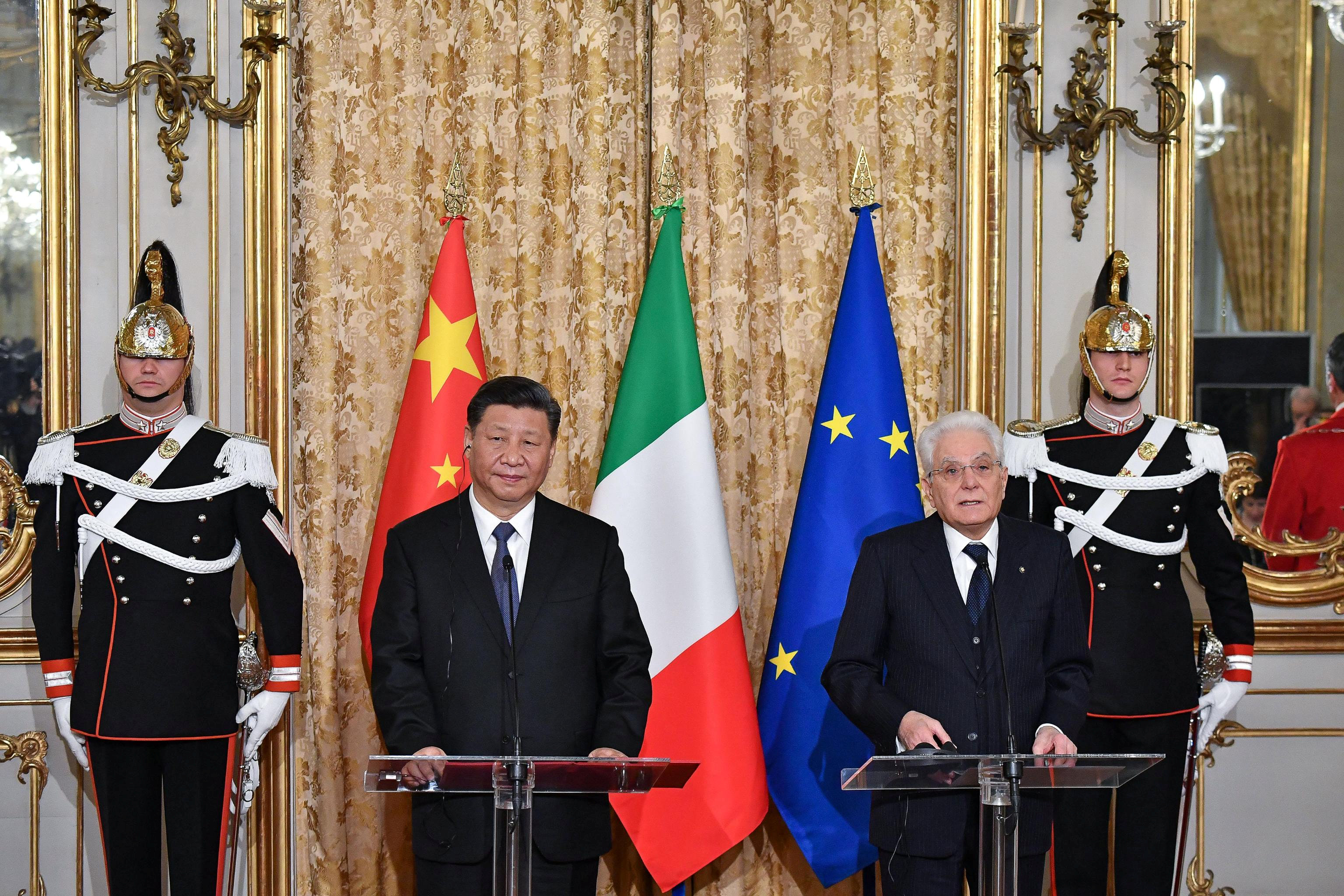 Italian President Sergio Mattarella and Chinese leader Xi Jinping attend a news conference in Rome on March 22. Italy’s decision to participate in China’s BRI unilaterally will undermine the EU’s collective influence vis-à-vis Beijing, writes Guy Verhofst Italian President Sergio Mattarella and Chinese leader Xi Jinping attend a news conference in Rome on March 22. Italy’s decision to participate in China’s BRI unilaterally will undermine the EU’s collective influence vis-à-vis Beijing, writes Guy Verhofst