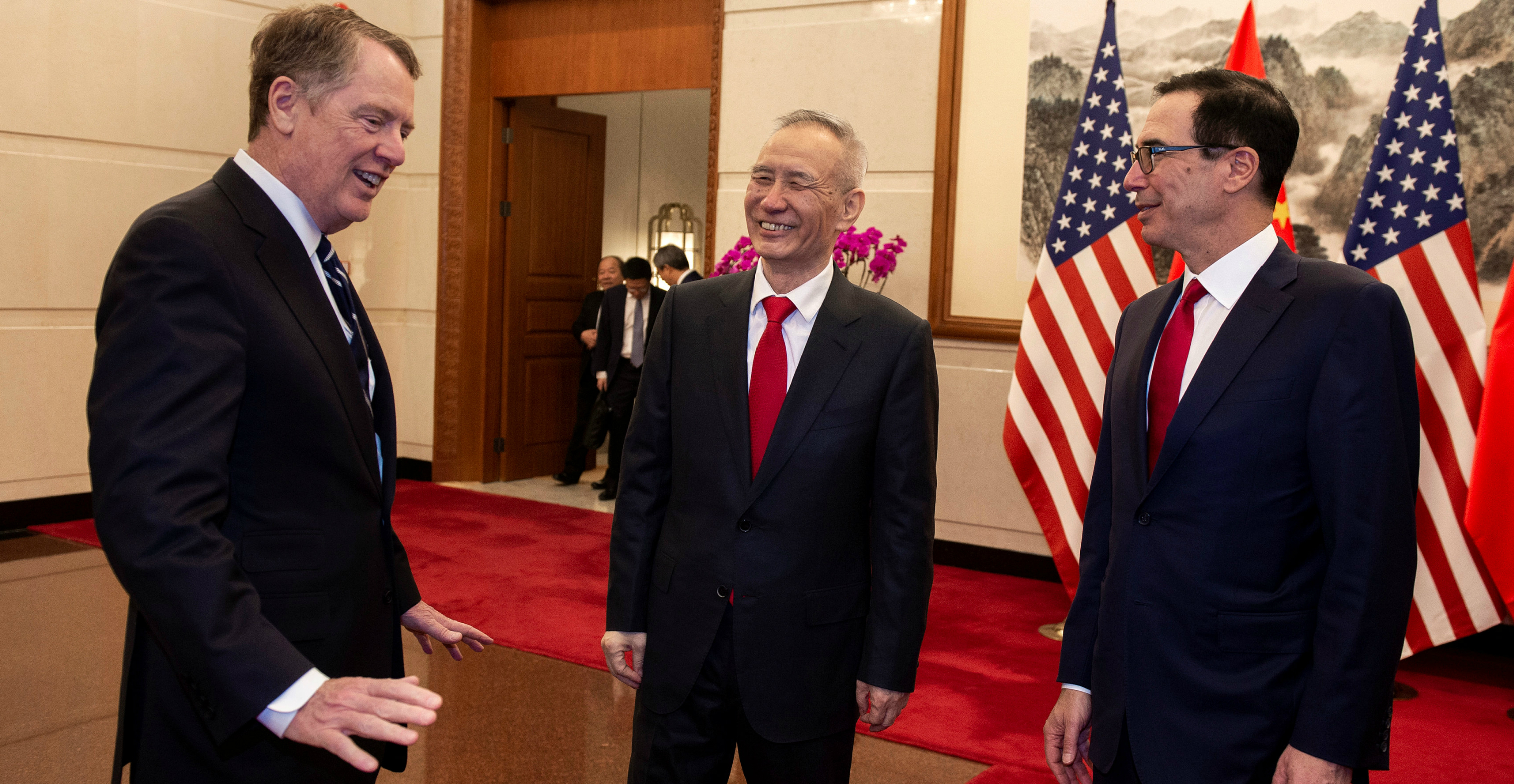 China's Vice Premier Liu He (center) talks with US Treasury Secretary Steven Mnuchin (right) and US Trade Representative Robert Lighthizer at Diaoyutai State Guesthouse in Beijing on Friday. Photo: Reuters China's Vice Premier Liu He (center) talks with US Treasury Secretary Steven Mnuchin (right) and US Trade Representative Robert Lighthizer at Diaoyutai State Guesthouse in Beijing on Friday. Photo: Reuters