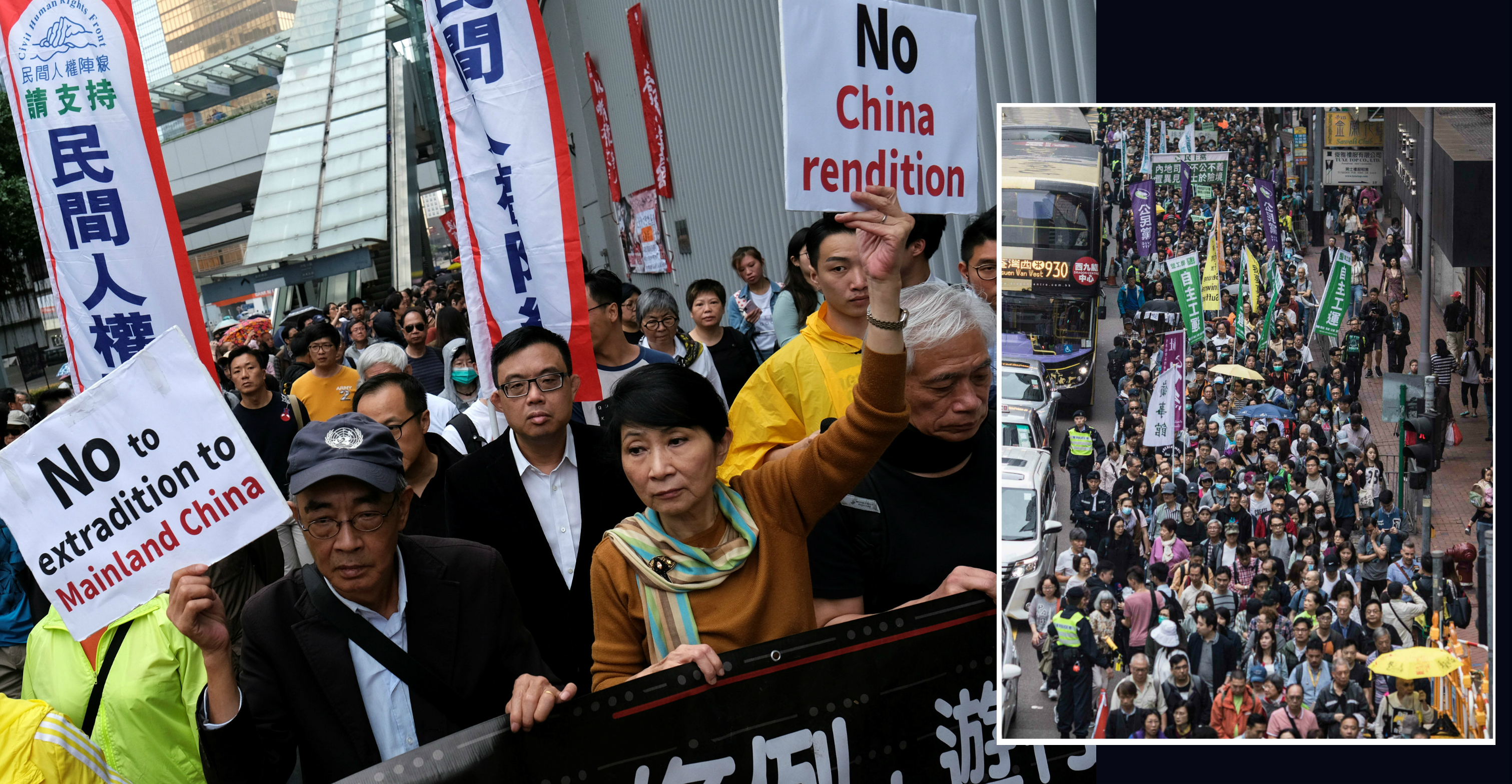 Thousands march to oppose an extradition treaty with mainland China on March 31. Photo: Reuters/AFP Thousands march to oppose an extradition treaty with mainland China on March 31. Photo: Reuters/AFP