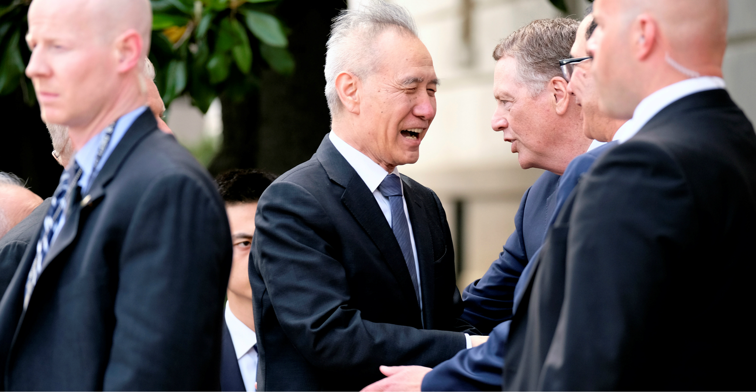 Vice Premier Liu He shakes hands with US Trade Representative Robert Lighthizer and US Treasury Secretary Steven Mnuchin (partly hidden) outside the USTR office in Washington on Thursday. Photo: Reuters Vice Premier Liu He shakes hands with US Trade Representative Robert Lighthizer and US Treasury Secretary Steven Mnuchin (partly hidden) outside the USTR office in Washington on Thursday. Photo: Reuters