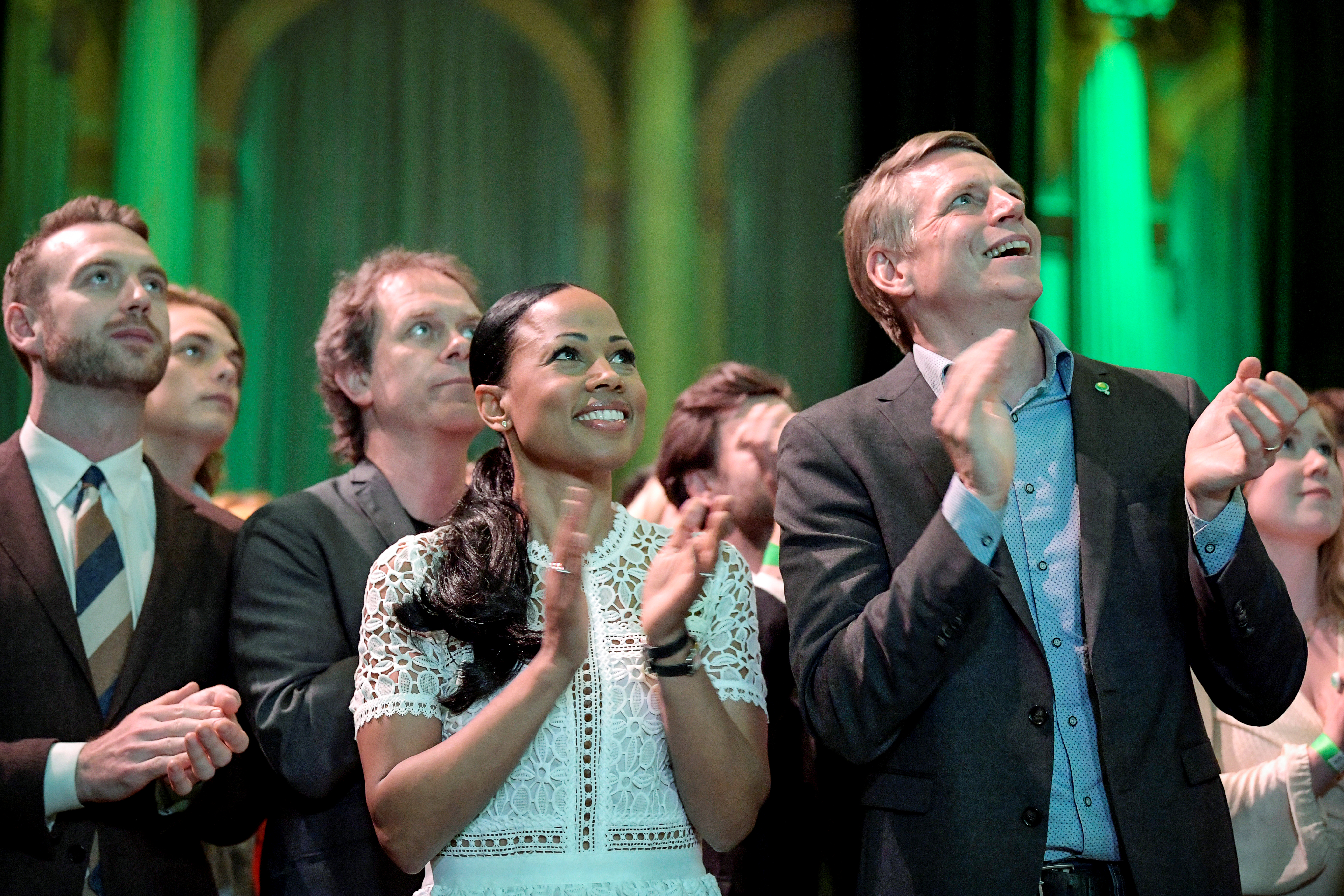 Swedish Green Party leaders applaud at the party's election night watch party in Stockholm as first preliminary results in the European Parliament elections are presented on May 26. Photo: TT News Agency via Reuters Swedish Green Party leaders applaud at the party's election night watch party in Stockholm as first preliminary results in the European Parliament elections are presented on May 26. Photo: TT News Agency via Reuters