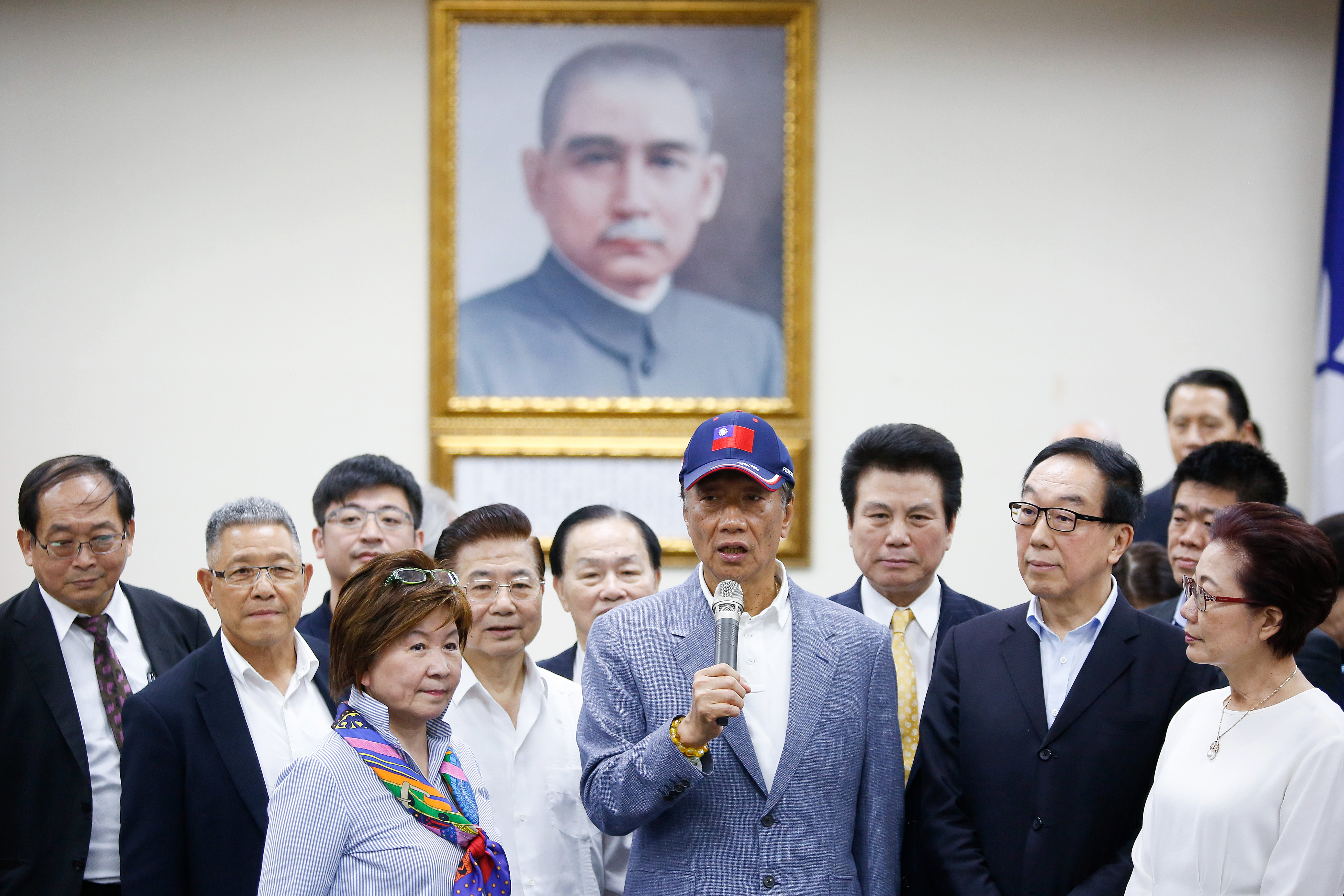 Terry Gou speaks during a media briefing at the Kuomintang party headquarters in Taipei on April 17. The Foxconn Group boss threw his hat into Taiwan’s 2020 presidential race, shaking up the contest. Photo: Bloomberg Terry Gou speaks during a media briefing at the Kuomintang party headquarters in Taipei on April 17. The Foxconn Group boss threw his hat into Taiwan’s 2020 presidential race, shaking up the contest. Photo: Bloomberg