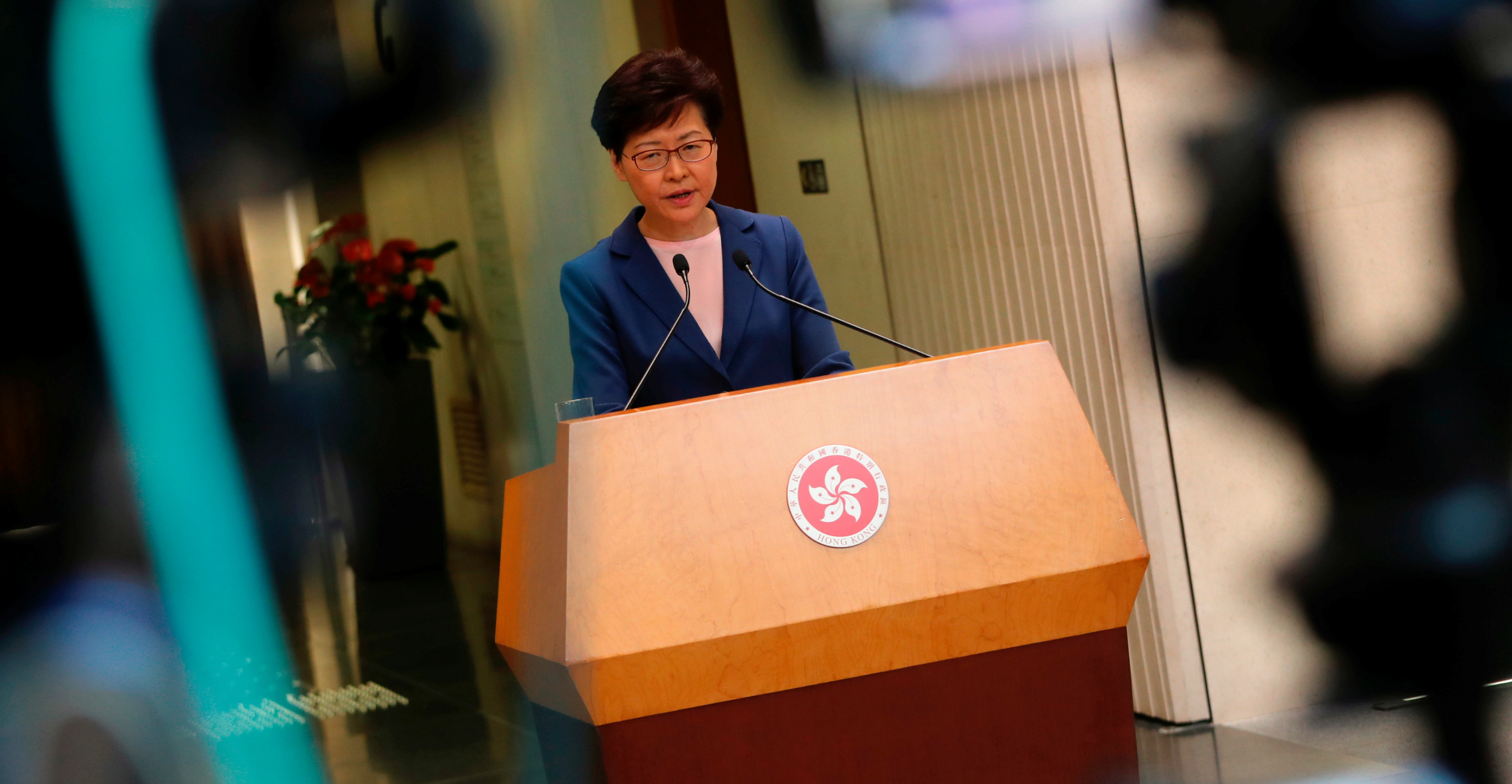 Chief Executive Carrie Lam speaks to media regarding the extradition bill on Tuesday. Photo: Reuters Chief Executive Carrie Lam speaks to media regarding the extradition bill on Tuesday. Photo: Reuters