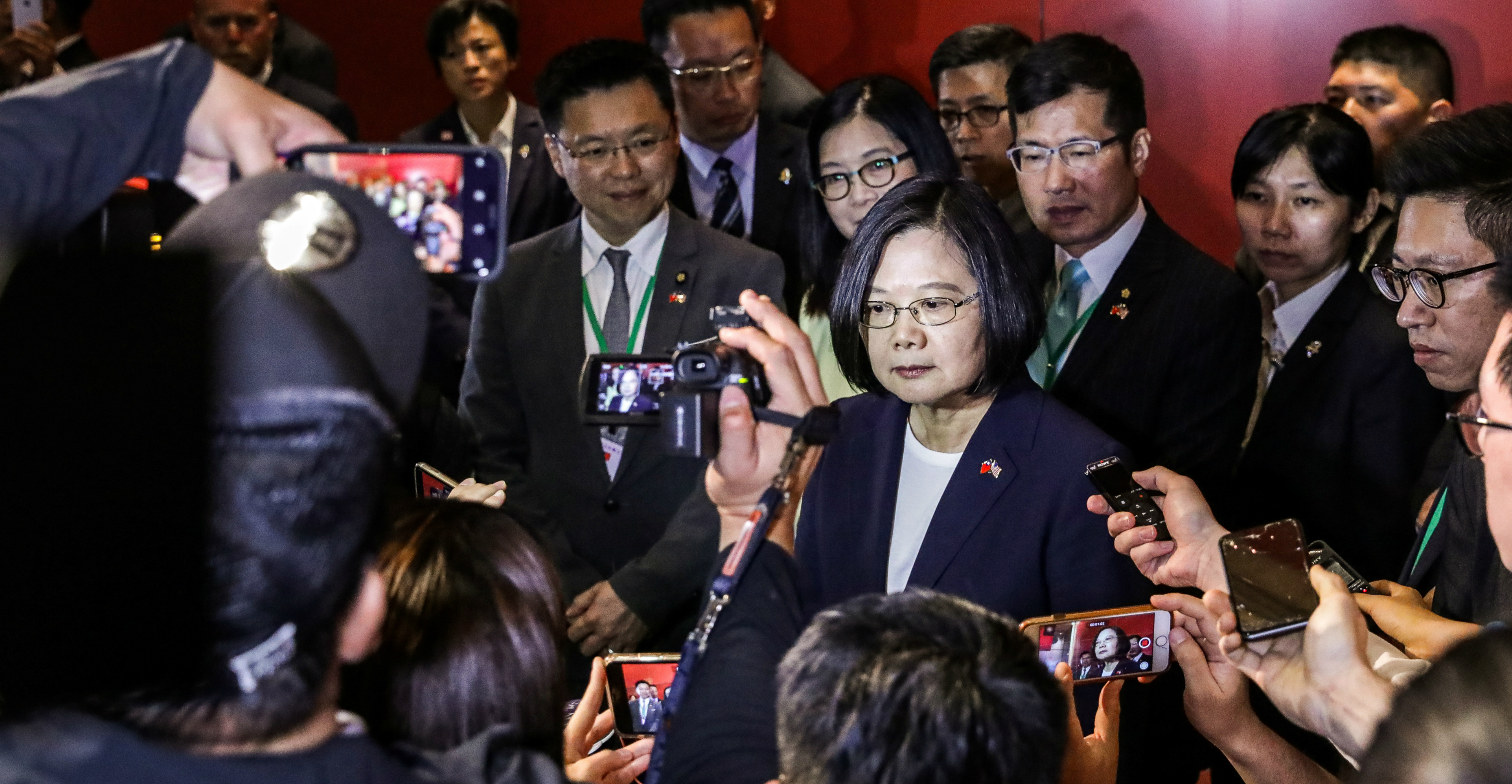 Taiwan President Tsai Ing-wen speaks to media at the Taipei Economic and Cultural Office in New York on Thursday. Photo: Reuters Taiwan President Tsai Ing-wen speaks to media at the Taipei Economic and Cultural Office in New York on Thursday. Photo: Reuters