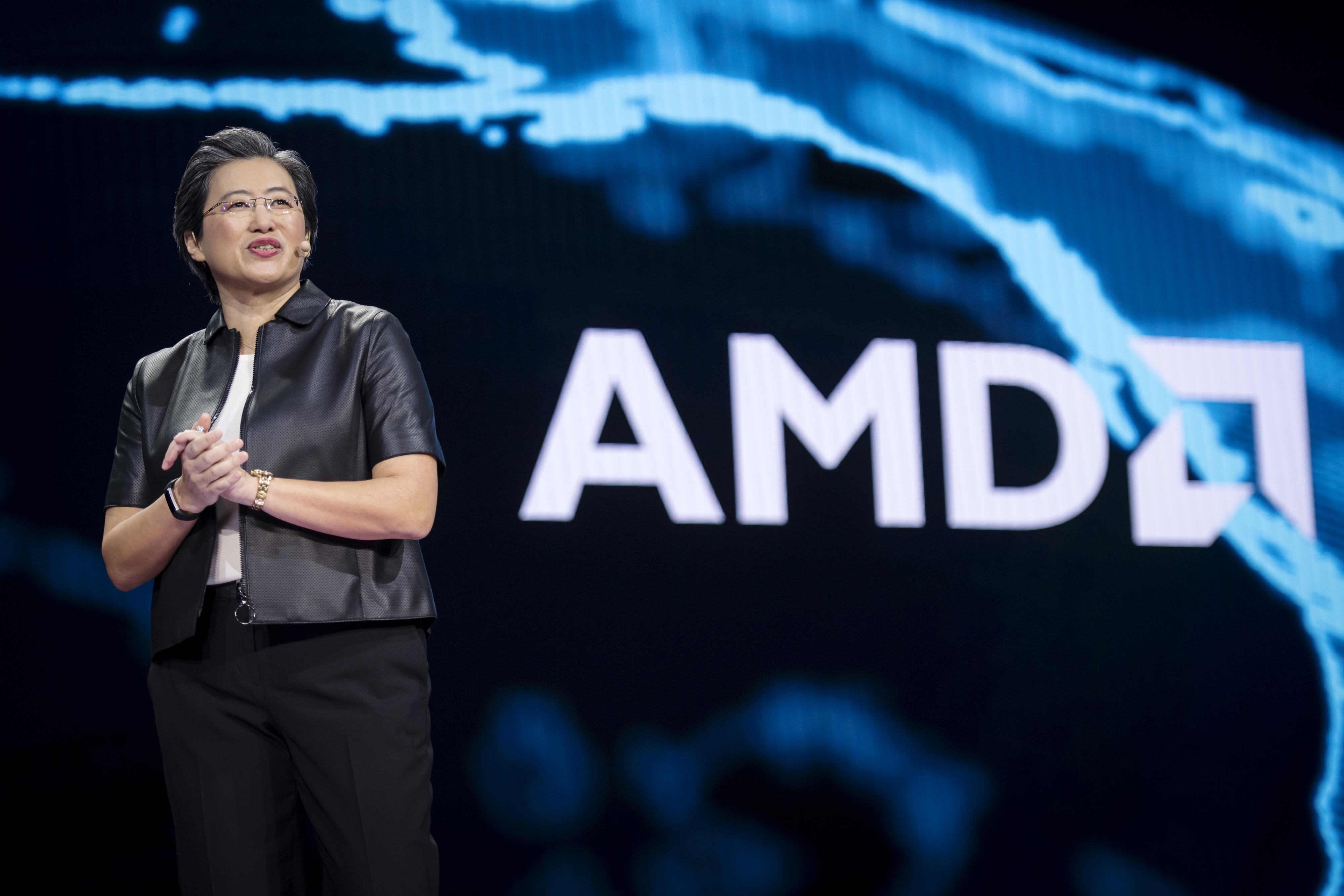 A file picture shows Lisa Su, president and CEO of Advanced Micro Devices, speaking during a keynote session at the 2019 Consumer Electronics Show in Las Vegas on Jan. 9, 2019. Photo: Bloomberg A file picture shows Lisa Su, president and CEO of Advanced Micro Devices, speaking during a keynote session at the 2019 Consumer Electronics Show in Las Vegas on Jan. 9, 2019. Photo: Bloomberg