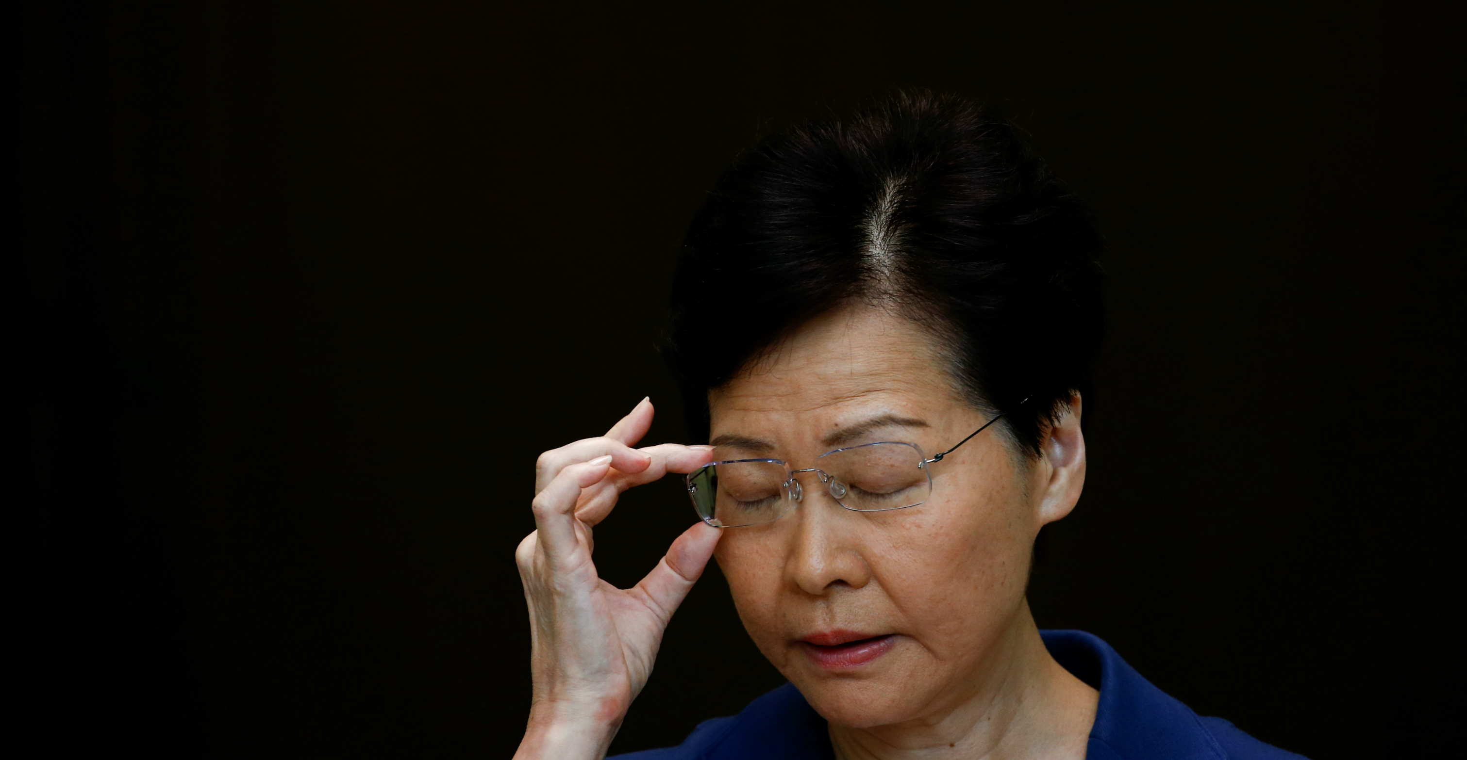 Carrie Lam appears to fight back tears as she defends her government’s handling of the extradition bill-related protests during a news conference in Hong Kong on Tuesday. Photo: Reuters Carrie Lam appears to fight back tears as she defends her government’s handling of the extradition bill-related protests during a news conference in Hong Kong on Tuesday. Photo: Reuters