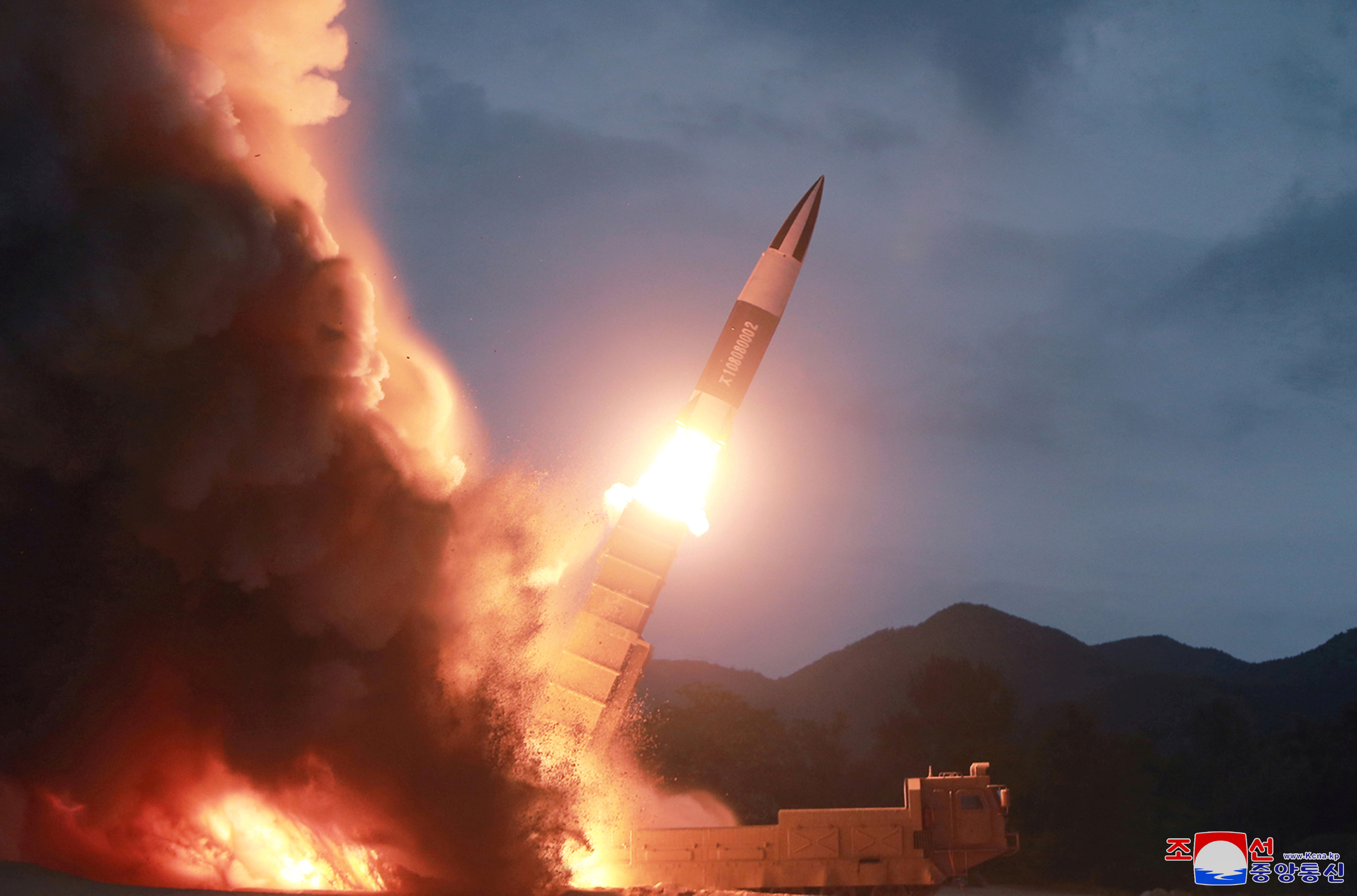 North Korea test-fires a new weapon in this undated photo released on August 11 by the North’s state news agency. Credit: KCNA via Reuters North Korea test-fires a new weapon in this undated photo released on August 11 by the North’s state news agency. Credit: KCNA via Reuters