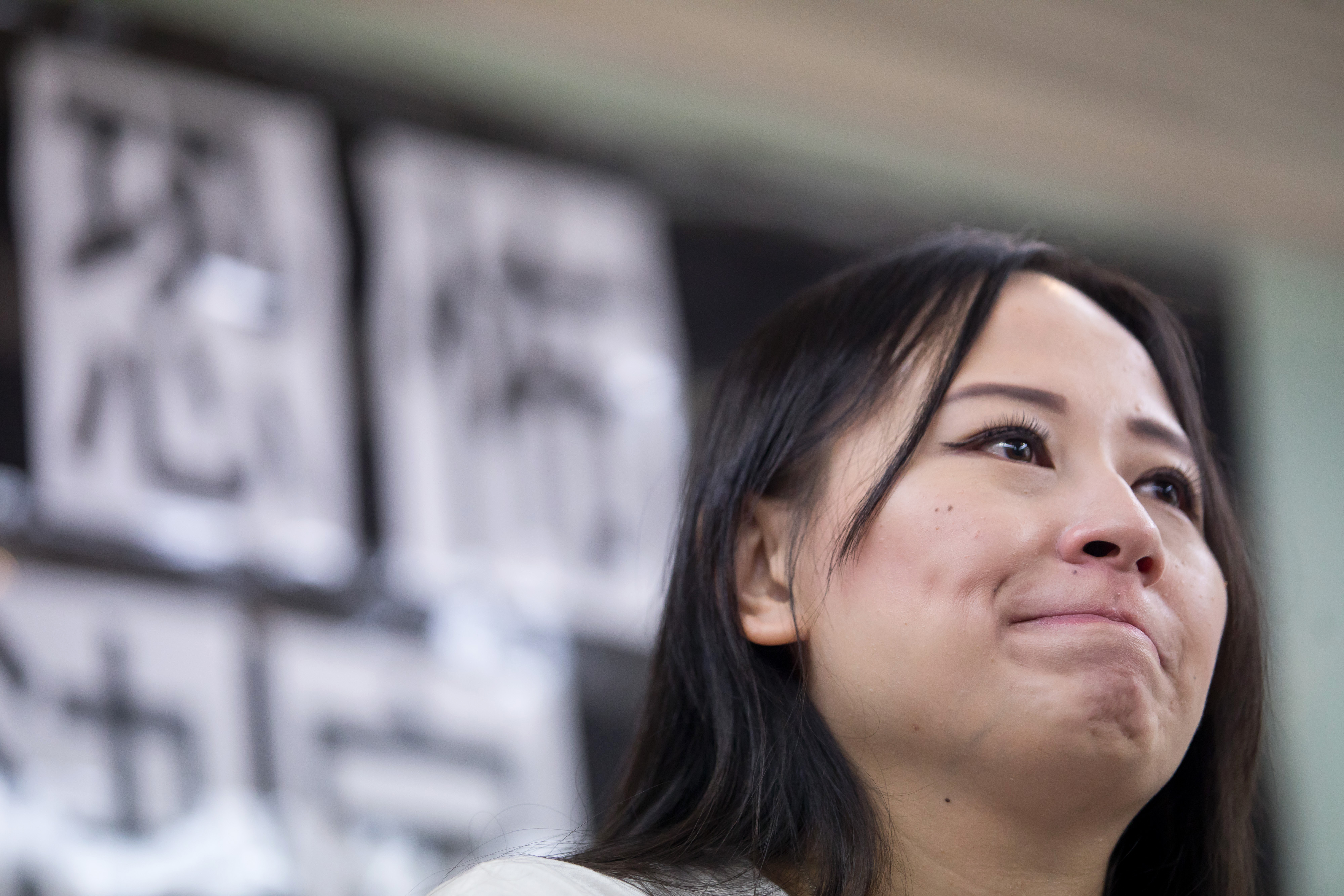 Rebecca Sy speaks at a news conference on Friday after her abrupt dismissal by Cathay Pacific Airways over social media posts believed to be linked to Hong Kong's ongoing anti-government protests. Photo: Bloomberg Rebecca Sy speaks at a news conference on Friday after her abrupt dismissal by Cathay Pacific Airways over social media posts believed to be linked to Hong Kong's ongoing anti-government protests. Photo: Bloomberg