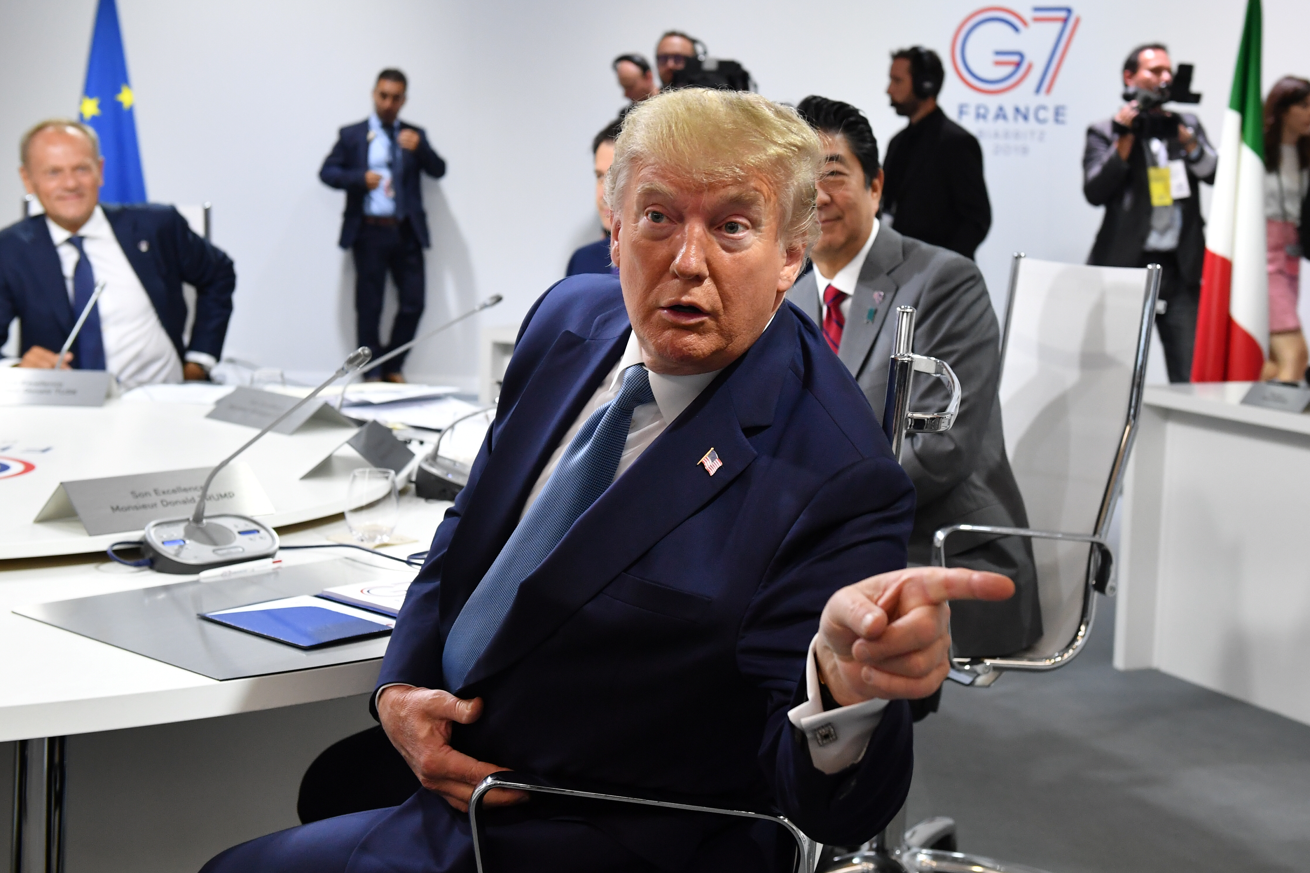 Donald Trump, pictured here during a working session of the G7 Summit in France, has signaled that he won’t follow through on a demand that US firms find ways to close operations in China. Pool photo via Reuters Donald Trump, pictured here during a working session of the G7 Summit in France, has signaled that he won’t follow through on a demand that US firms find ways to close operations in China. Pool photo via Reuters