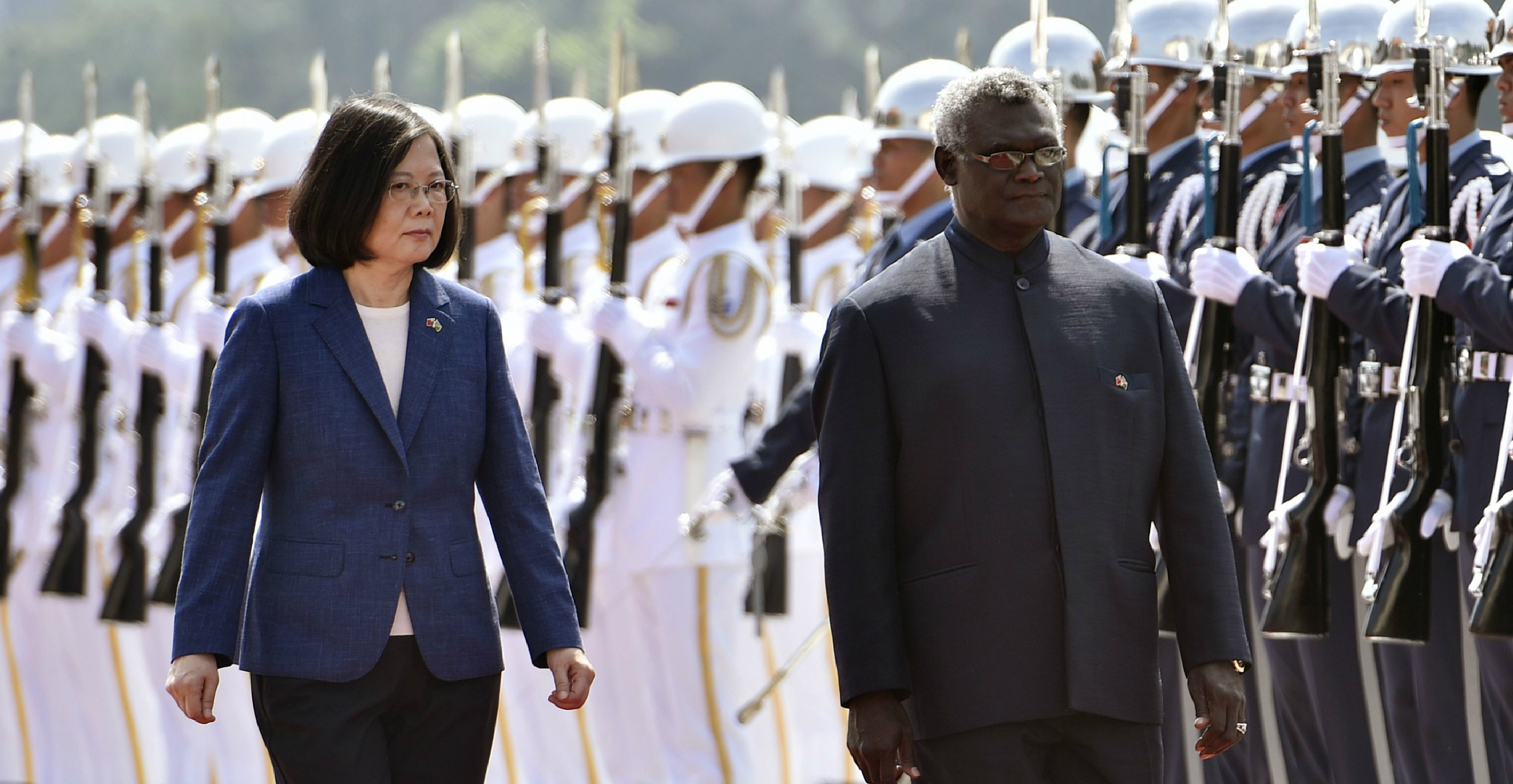 File picture: Solomon Islands' Manasseh Sogavare with Taiwan President Tsai Ing-wen in Taipei in 2017. Photo: AFP File picture: Solomon Islands' Manasseh Sogavare with Taiwan President Tsai Ing-wen in Taipei in 2017. Photo: AFP