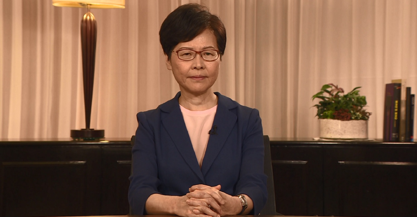 Carrie Lam announces withdrawal of the extradition bill in a pre-recorded video address telecast Wednesday evening. Photo: HK Govt video/screenshot Carrie Lam announces withdrawal of the extradition bill in a pre-recorded video address telecast Wednesday evening. Photo: HK Govt video/screenshot