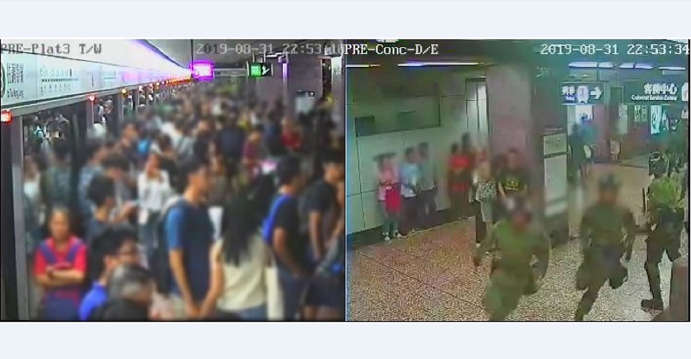 A video screenshot released by MTR shows that at 10:53 pm on Aug. 31 evacuation was triggered at Prince Edward Station. Another depicts riot police entering Prince Edward Station via Entrance/Exit C2. Source: MTRC A video screenshot released by MTR shows that at 10:53 pm on Aug. 31 evacuation was triggered at Prince Edward Station. Another depicts riot police entering Prince Edward Station via Entrance/Exit C2. Source: MTRC