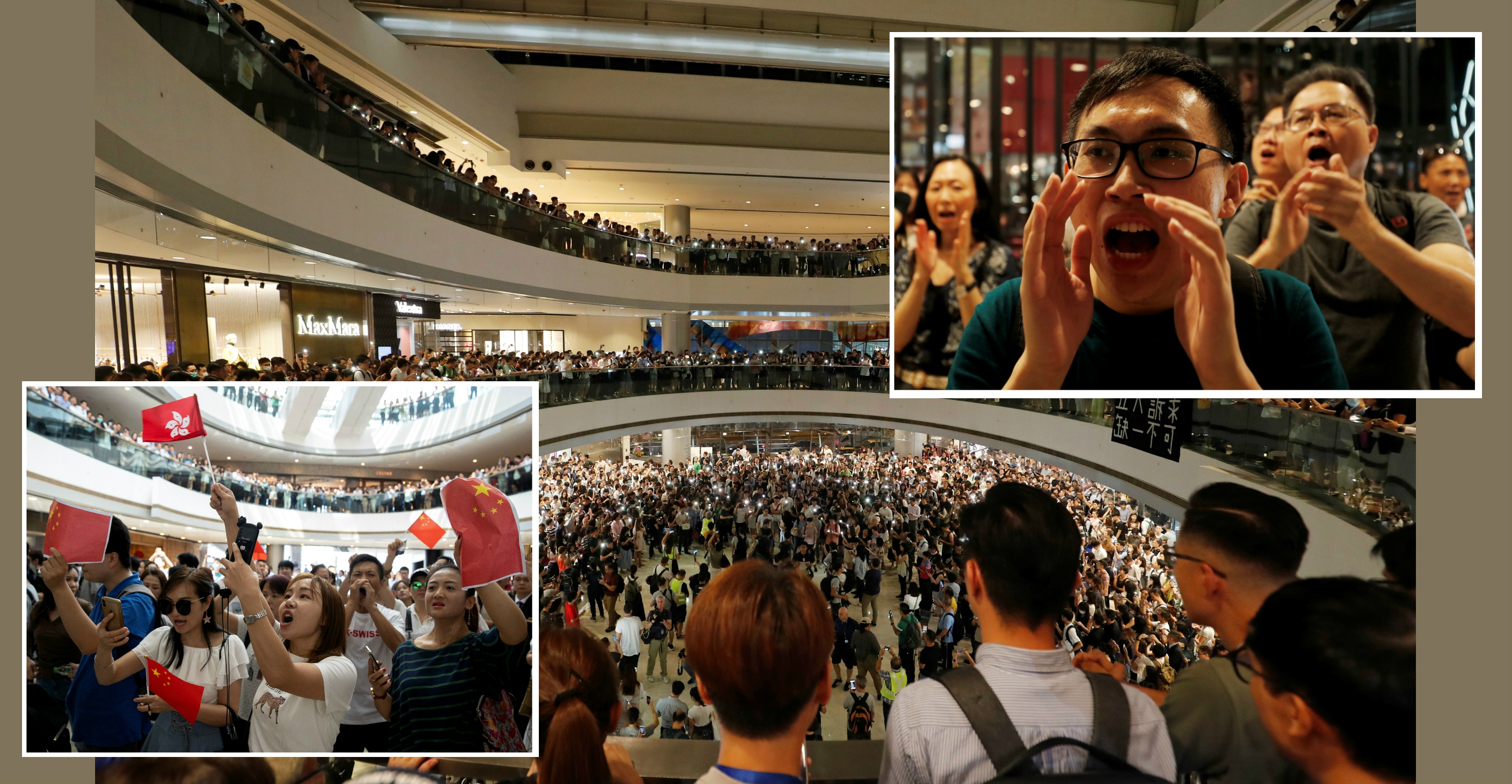 Pro-Beijing and anti-SAR government demonstrators engage in lunchtime scuffles at the IFC mall in Central on Thursday. Photo: Reuters Pro-Beijing and anti-SAR government demonstrators engage in lunchtime scuffles at the IFC mall in Central on Thursday. Photo: Reuters