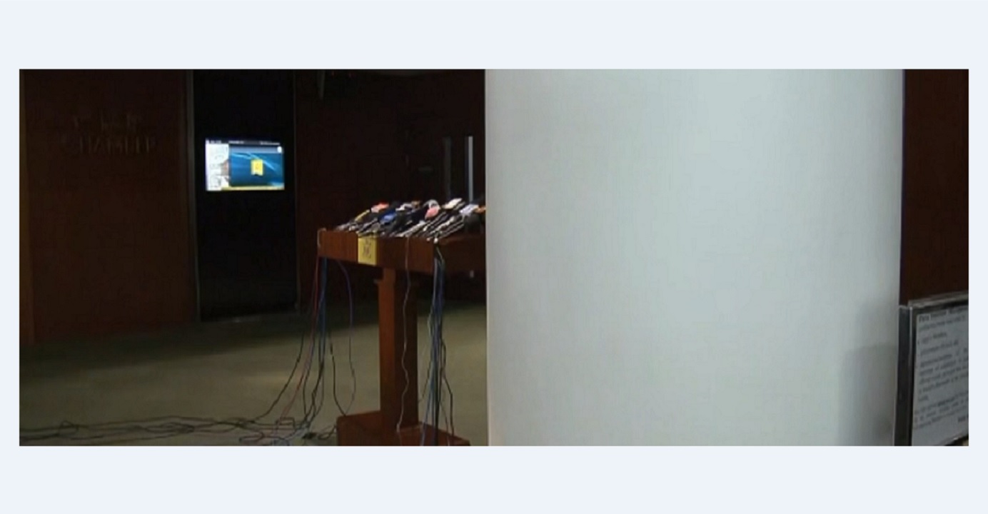 Walls and pillars at the Legislative Council building have been rid of graffiti following repair work that cost about HK$40 million. Photo: Now News video screenshot Walls and pillars at the Legislative Council building have been rid of graffiti following repair work that cost about HK$40 million. Photo: Now News video screenshot