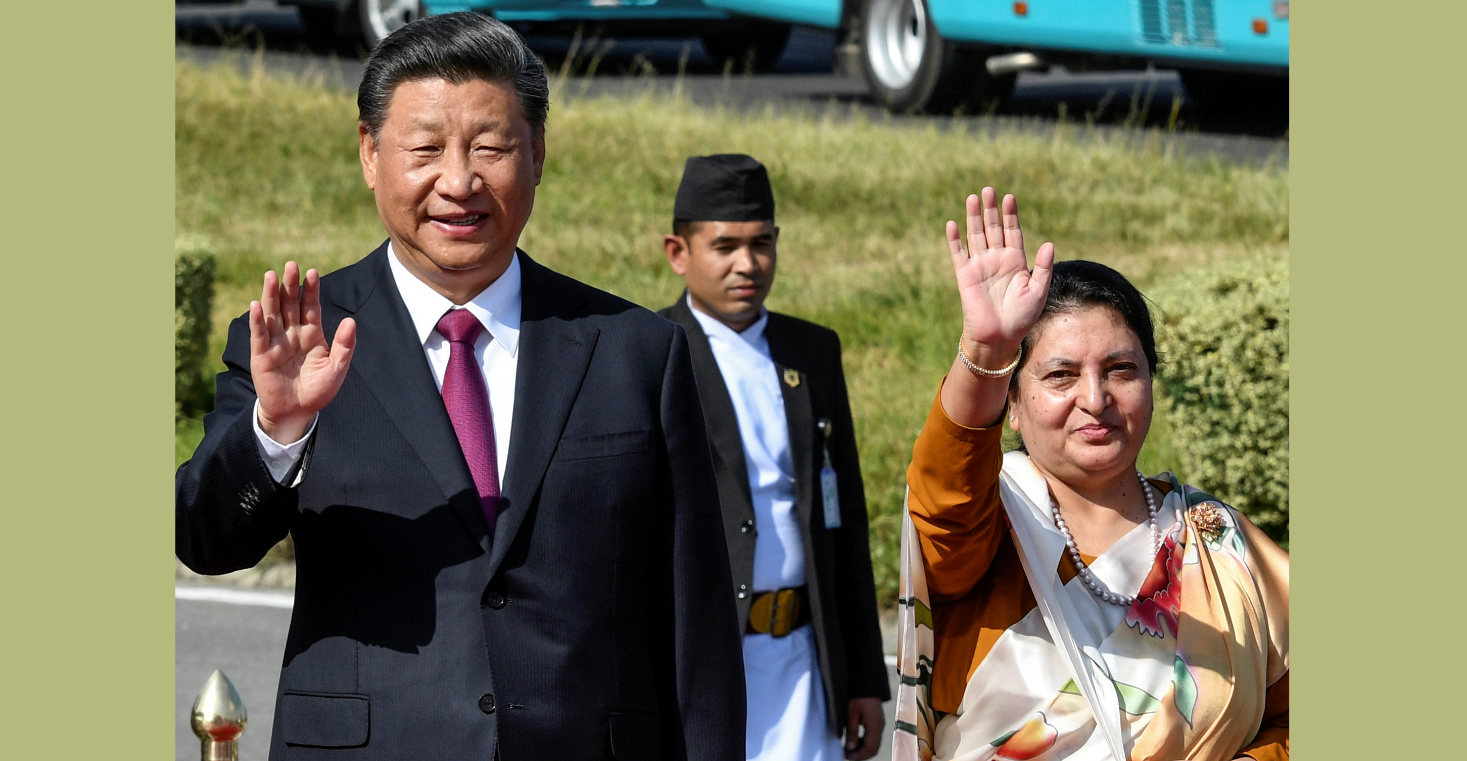 President Xi and Nepal's President Bidhya Devi Bhandari wave to the crowd as the Chinese leader wraps up his two-day visit to Nepal on Sunday. Photo: Reuters President Xi and Nepal's President Bidhya Devi Bhandari wave to the crowd as the Chinese leader wraps up his two-day visit to Nepal on Sunday. Photo: Reuters
