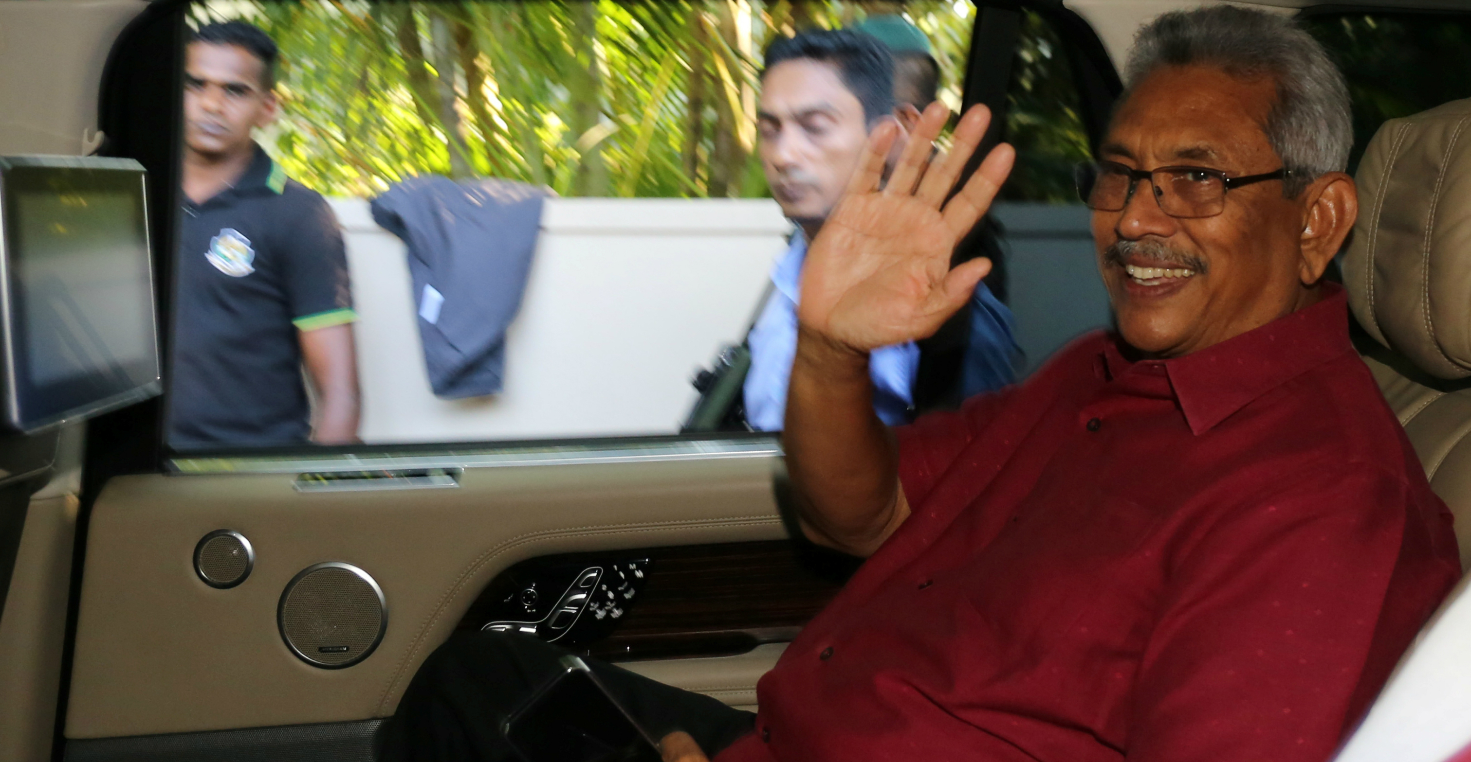 President-elect Gotabaya Rajapaksa waves at supporters as he leaves his house in Colombo on Sunday. Photo: Reuters President-elect Gotabaya Rajapaksa waves at supporters as he leaves his house in Colombo on Sunday. Photo: Reuters