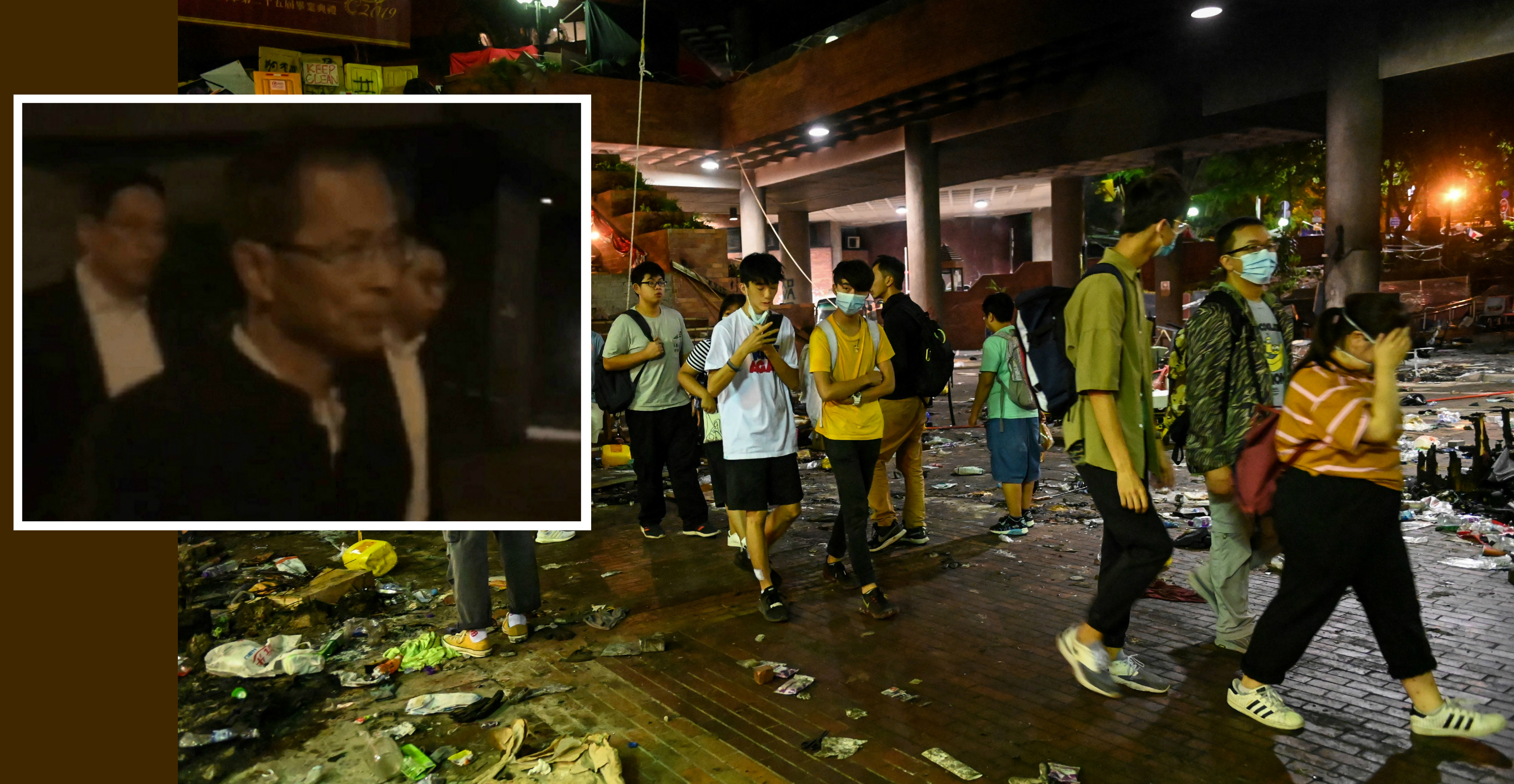 Jasper Tsang (inset) helped in the negotiations that led to underage protesters being allowed to leave the PolyU campus. Photo: AFP/RTHK News Jasper Tsang (inset) helped in the negotiations that led to underage protesters being allowed to leave the PolyU campus. Photo: AFP/RTHK News