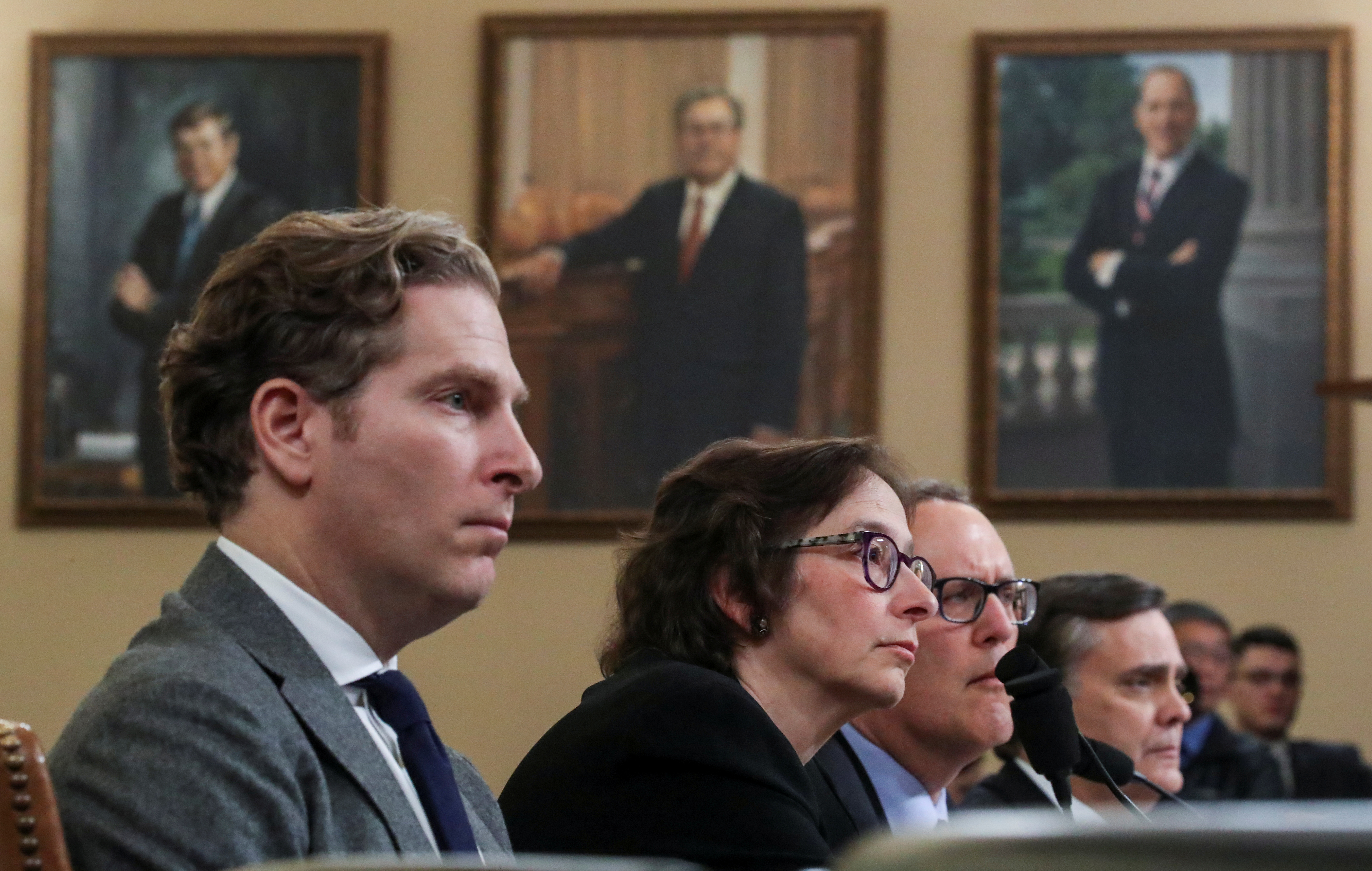 Constitutional scholars testify during a House Judiciary Committee hearing on the impeachment Inquiry into US President Donald Trump in Washington on Wednesday. Photo: Reuters Constitutional scholars testify during a House Judiciary Committee hearing on the impeachment Inquiry into US President Donald Trump in Washington on Wednesday. Photo: Reuters