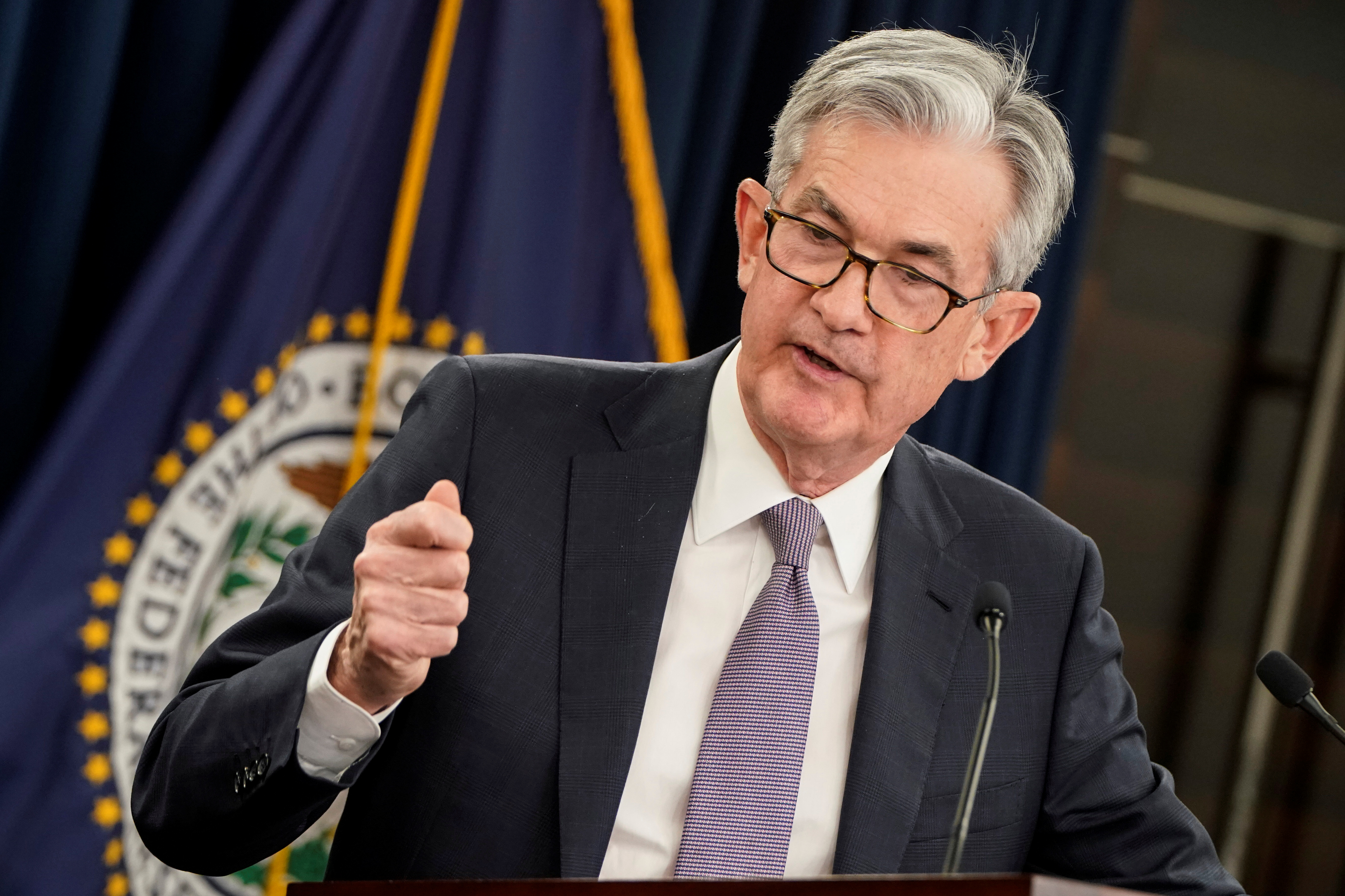 Federal Reserve Chair Jerome Powell speaks at a news conference in Washington on Wednesday after concluding a policy meeting. Photo; Reuters Federal Reserve Chair Jerome Powell speaks at a news conference in Washington on Wednesday after concluding a policy meeting. Photo; Reuters