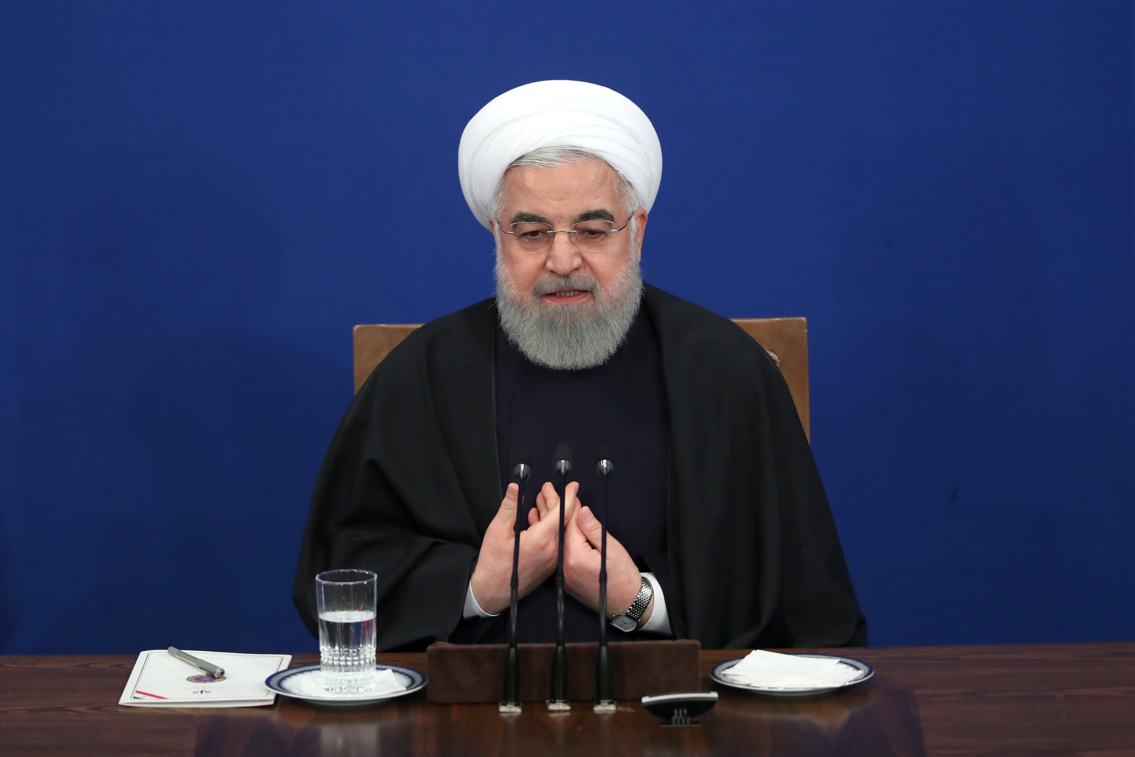 Iran’s President Hassan Rouhani speaks during a news conference in Tehran on Sunday. Handout photo via Reuters Iran’s President Hassan Rouhani speaks during a news conference in Tehran on Sunday. Handout photo via Reuters