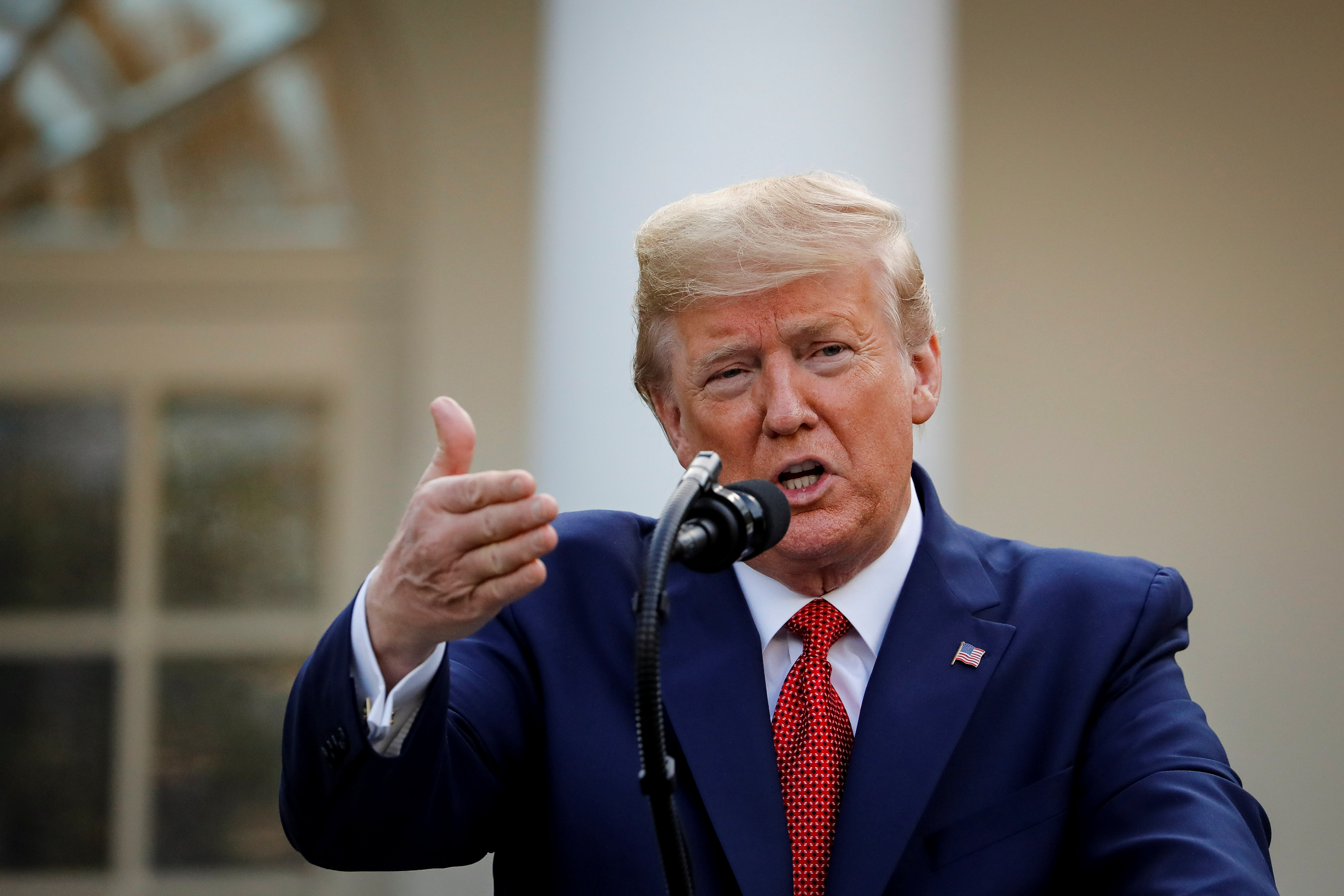 Donald Trump speaks during a news conference in the Rose Garden of the White House in Washington DC on Sunday. Photo: Reuters Donald Trump speaks during a news conference in the Rose Garden of the White House in Washington DC on Sunday. Photo: Reuters