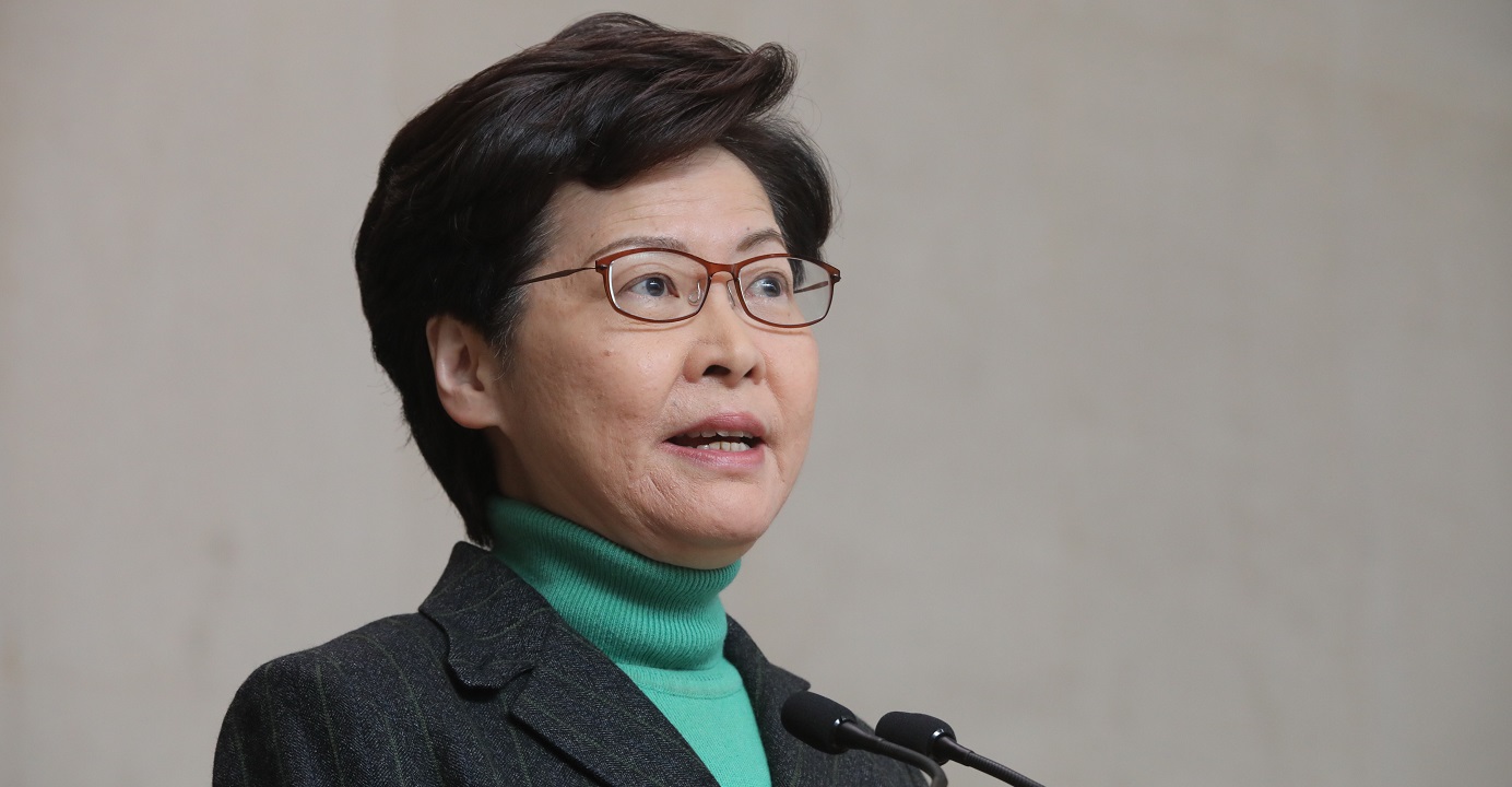 Chief Executive Carrie Lam speaks to the media on Feb. 18 before the weekly Executive Council meeting. Photo: HKEJ Chief Executive Carrie Lam speaks to the media on Feb. 18 before the weekly Executive Council meeting. Photo: HKEJ