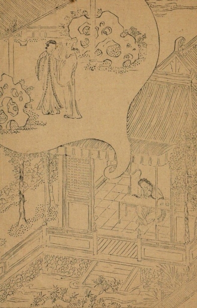 明代懷德堂版《重鐫繡像牡丹亭還魂記》〈驚夢〉版畫(網上圖片)