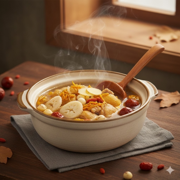 秋冬湯水推介｜10. 蟲草花淮山杞子煲雞湯