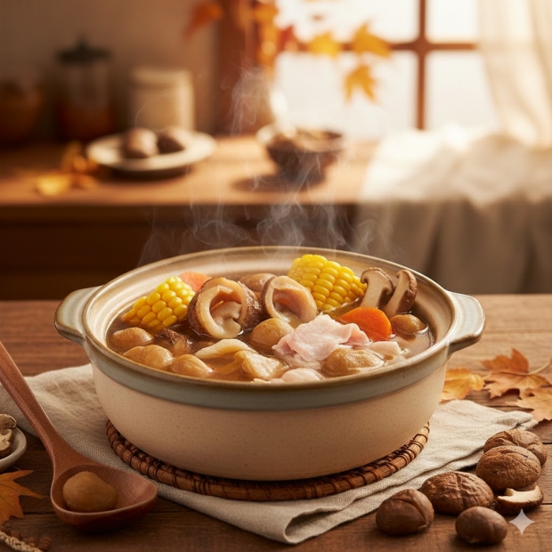 秋冬湯水推介｜4. 螺片鮑魚菇栗子湯