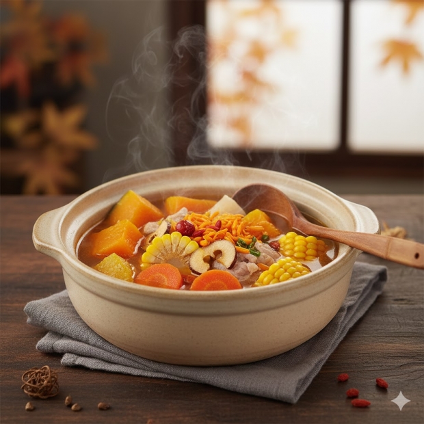 秋冬湯水推介｜11. 蟲草花南瓜瘦肉湯