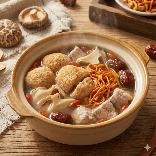 冬天健脾湯水​｜10. 猴頭菇蟲草花螺片湯