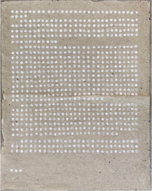 張羽《1993.12.27. 指印──抄康定斯基 「論藝術的精神」108-109p》，63.5 x 53.5cm，毛邊紙、丙烯顏色，1993年