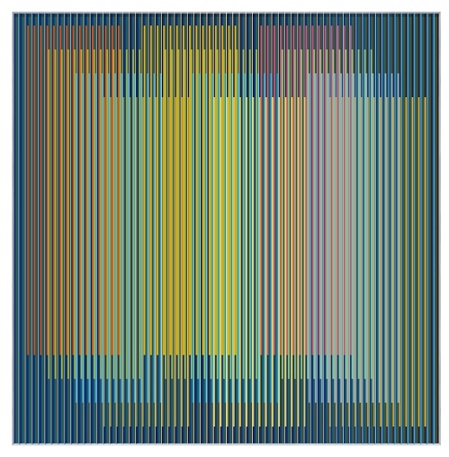 卡洛斯‧克魯茲-迭斯，物理色彩 2574，巴黎 2013，色譜：鋁，180 x 180 公分。