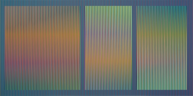 卡洛斯‧克魯茲-迭斯，物理色彩 1941，巴黎 2014，色譜：鋁，70  x 140 公分。