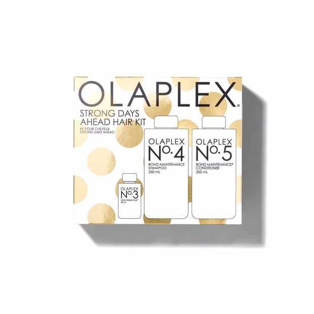 Olaplex STRONG DAYS AHEAD強健密集療護套裝︰No.3極緻修護乳 50ml、No.4修護重整洗髮水250ml、No.5深層滋養護髮素250ml︰頭髮經常因為環境因素及各種療程受損，工作忙碌的時候都沒有時間上髮廊，家用的美髮產品就在這個時候發揮最大的功效。